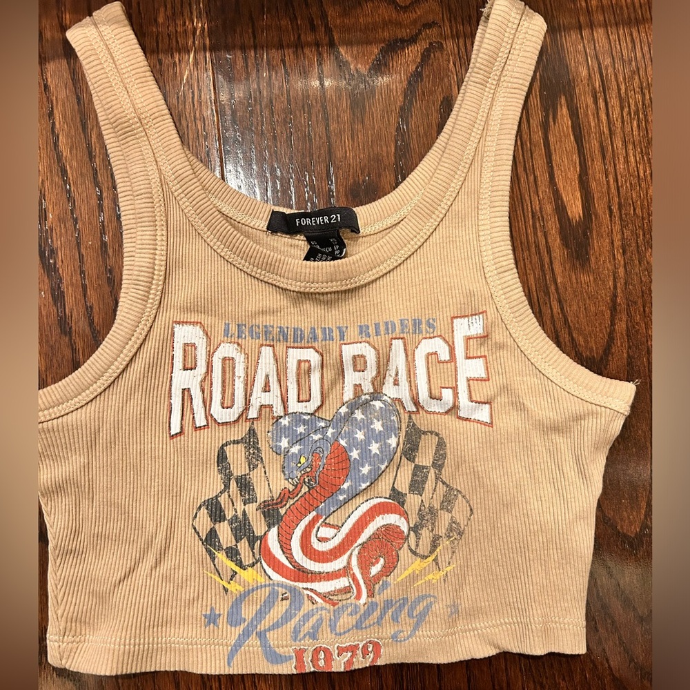 Forever 21 Beige Ribbed Crop Tank